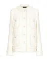 Dolce & Gabbana White Tweed Jacket With Logo Buttons In White