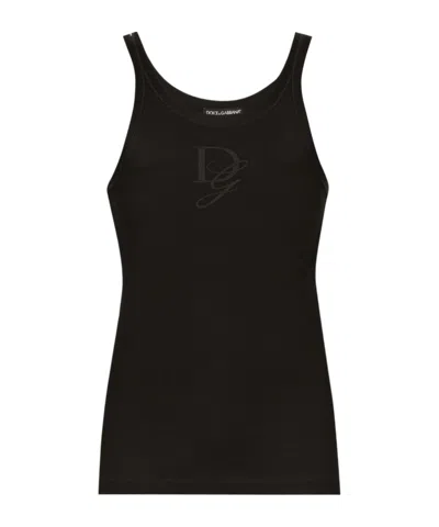 DOLCE & GABBANA DOLCE  GABBANA LOGO EMBROIDERED TANK TOP