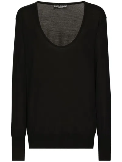 Dolce & Gabbana Round-neck Virgin-wool Jumper In Black