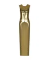 Dolce & Gabbana Long Foiled Satin Corset Dress In Green