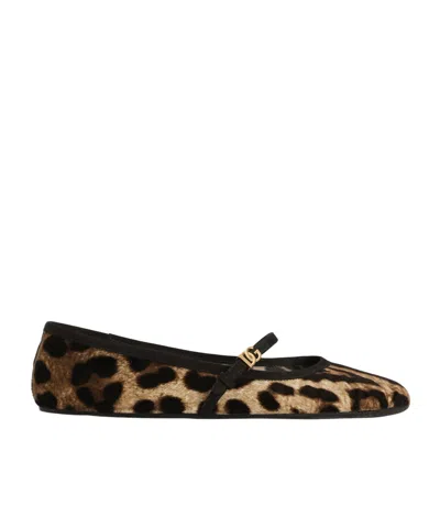 Dolce & Gabbana Printed Velvet Ballet Flats In Multicolor