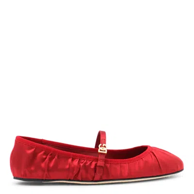DOLCE & GABBANA DOLCE  GABBANA DG LOGO PLAQUE SATIN BALLET FLATS