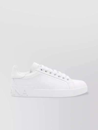 Dolce & Gabbana Round Toe Flat Sole Sneakers In White