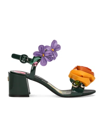 Dolce & Gabbana Round Toe High Heel Sandals In Black