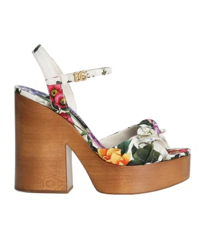 Dolce & Gabbana 85mm Keira Textile Clog Sandals In Multicolor