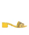 Dolce & Gabbana Karol Embroidered Block-heel Slide Sandals In Yellow