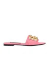 Dolce & Gabbana Patent Leather Sliders With Dg Logo In Pink