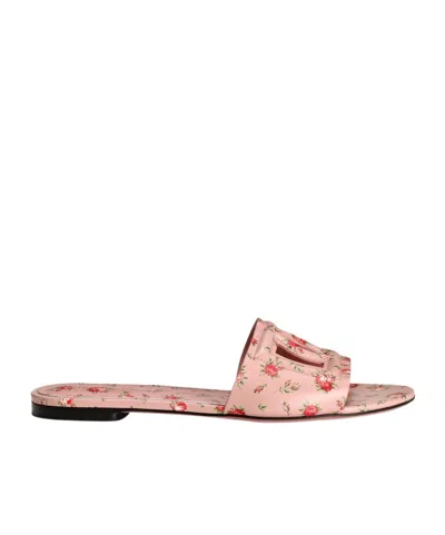 DOLCE & GABBANA DOLCE  GABBANA ROSE PRINTED FLAT SLIPPERS