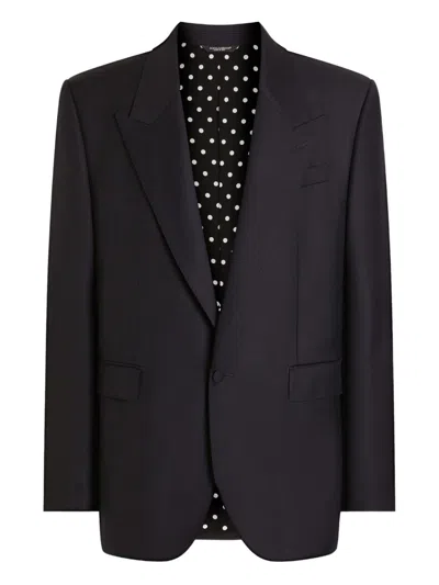 DOLCE & GABBANA DOLCE & GABBANA ROUNDED LAPEL WOOL JACKET WITH BUTTON FRONT