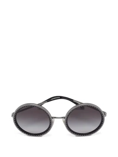 Pre-owned Dolce & Gabbana Round-frame Sunglasses In Black