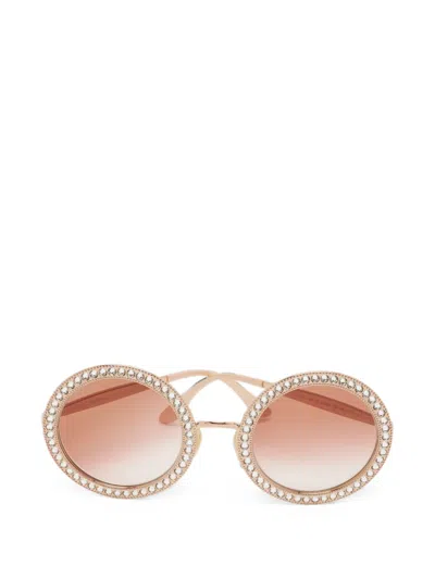 Pre-owned Dolce & Gabbana Round-frame Sunglasses In Gold