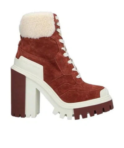 Dolce & Gabbana Roundtoe Blockheel Ankle Boots In Brown
