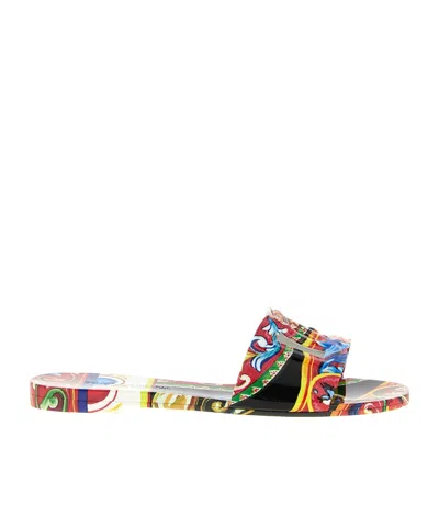 Dolce & Gabbana Round-toe Slippers In Multi