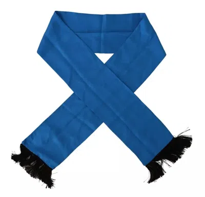 Pre-owned Dolce & Gabbana Royal Blue Men's Neck Wrap Shawl Silk Men's Scarf ()