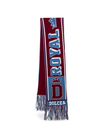 Pre-owned Dolce & Gabbana Royal Love Fringed Scarf In Red