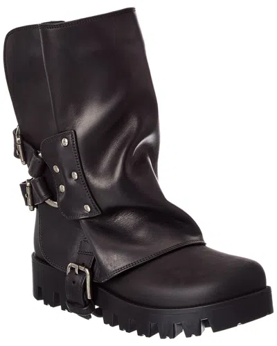 Dolce & Gabbana Rubber And Leather Boots In Brown