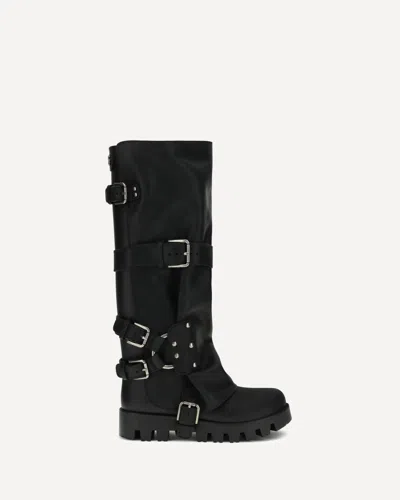 Dolce & Gabbana Rubber And Leather High Boots In Black