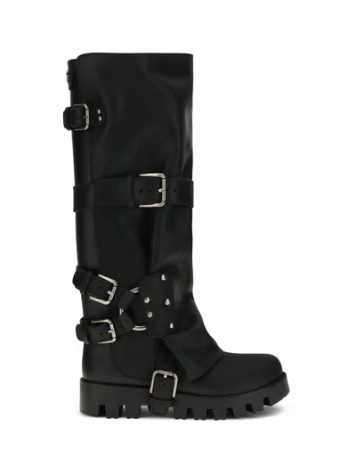 Dolce & Gabbana Rubber And Leather High Boots In Black