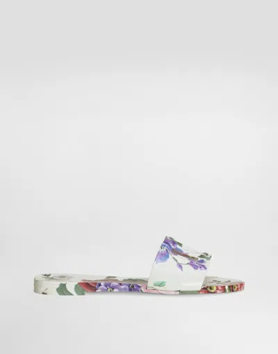 Dolce & Gabbana Rubber Beachwear Sliders In Print