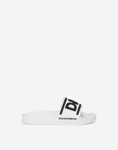 Dolce & Gabbana Rubber Beachwear Sliders In White