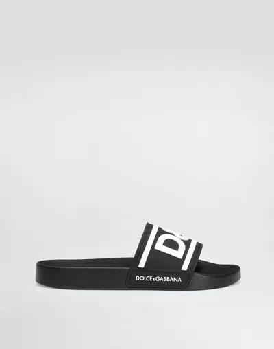 DOLCE & GABBANA RUBBER BEACHWEAR SLIDERS WITH DG LOGO