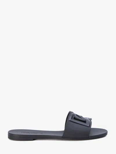 Dolce & Gabbana Rubber Beachwear Slides In Black