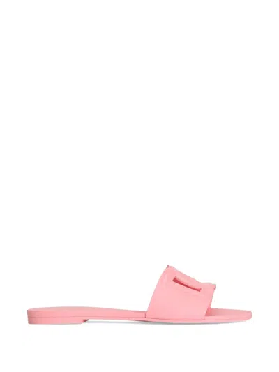 Dolce & Gabbana Rubber Beachwear Slides In Pink