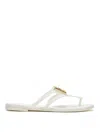 Dolce & Gabbana Women White Thong Sandals With Logo Plaque On The Front In Rubber Woman In White