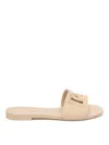 Dolce & Gabbana Rubber Beachwear Slides With Dg Logo In Beige