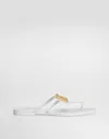 Dolce & Gabbana Women White Thong Sandals With Logo Plaque On The Front In Rubber Woman In Multi