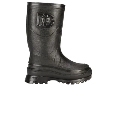 Pre-owned Dolce & Gabbana Rubber Boot 'dg Logo - Black' | Men's Size 41