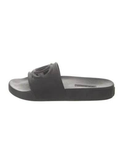 Pre-owned Dolce & Gabbana Rubber Cutout Accent Slides In Black