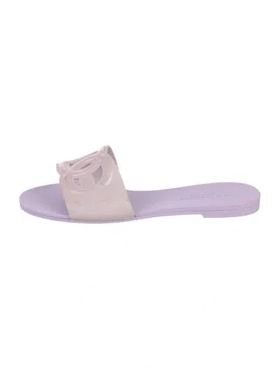 Pre-owned Dolce & Gabbana Rubber Cutout Accent Slides In Purple