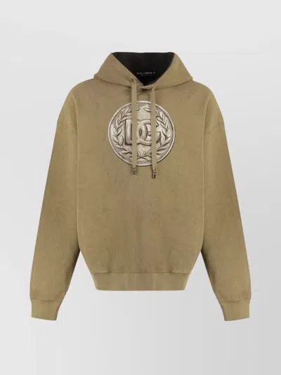 DOLCE & GABBANA RUBBER EFFECT LOGO PRINT HOODIE