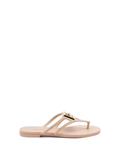 Dolce & Gabbana Rubber Flip Flops In Neutral