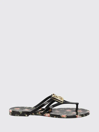 Dolce & Gabbana Rubber Flip Flops With Dg Monogram In Black