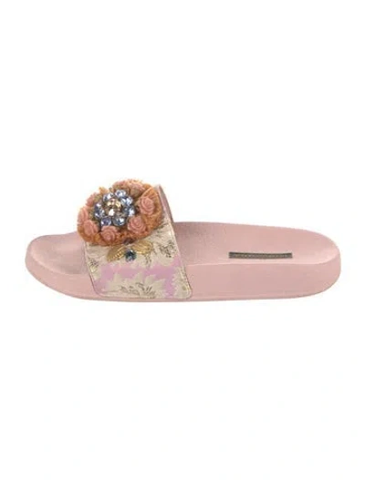 Pre-owned Dolce & Gabbana Rubber Floral Print Slides