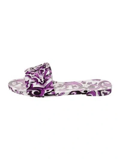 Pre-owned Dolce & Gabbana Rubber Floral Print Slides In Purple