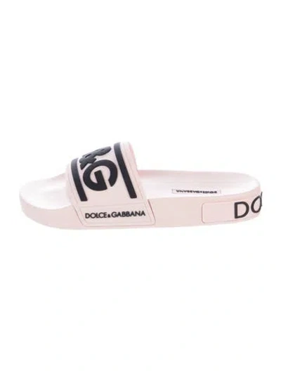 Pre-owned Dolce & Gabbana Rubber Graphic Print Slides W/ Tags In Pink