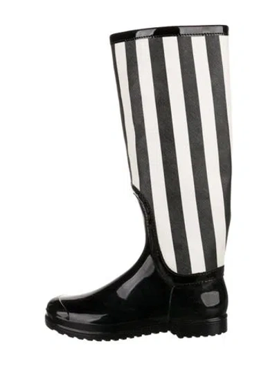 Pre-owned Dolce & Gabbana Rubber Printed Rain Boots In Black