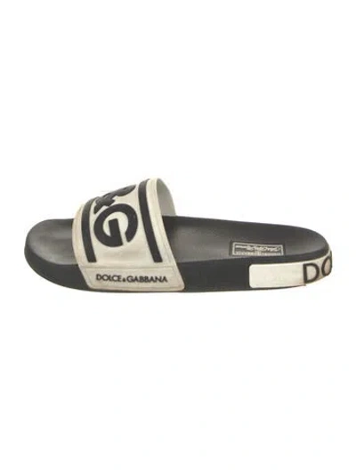Pre-owned Dolce & Gabbana Rubber Printed Slides In Gold