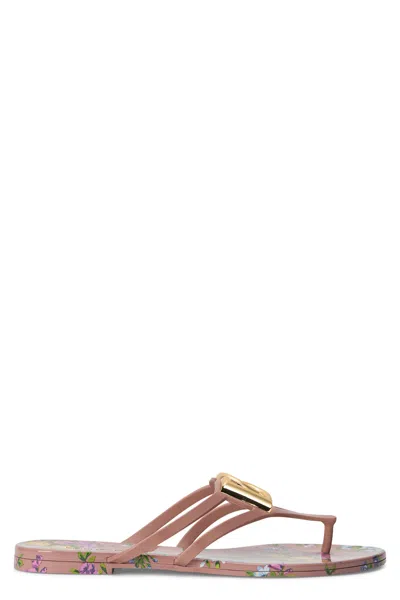 Dolce & Gabbana Rubber Slide With Logo In Pink