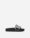 Dolce & Gabbana Boys Teen Black Leather Sliders In Multicolor