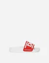 Dolce & Gabbana Rubber Sliders With Logo Print In White