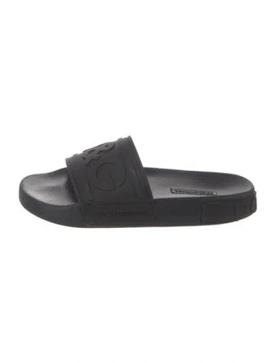 Pre-owned Dolce & Gabbana Rubber Slides In Black