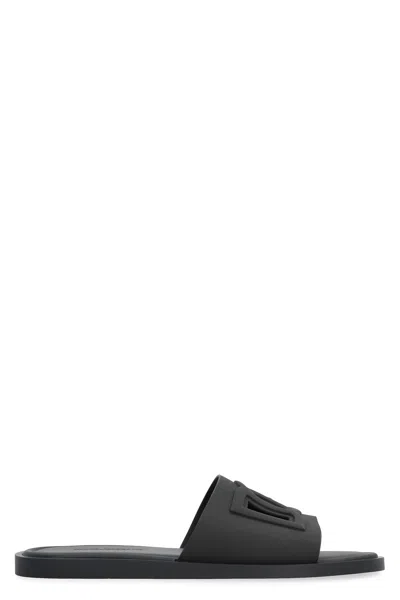 Dolce & Gabbana Rubber Slides In Black