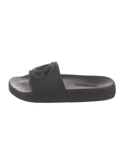 Pre-owned Dolce & Gabbana Rubber Slides In Black