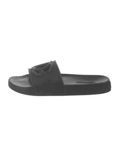 Pre-owned Dolce & Gabbana Rubber Slides In Black