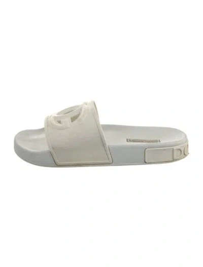 Pre-owned Dolce & Gabbana Rubber Slides In White