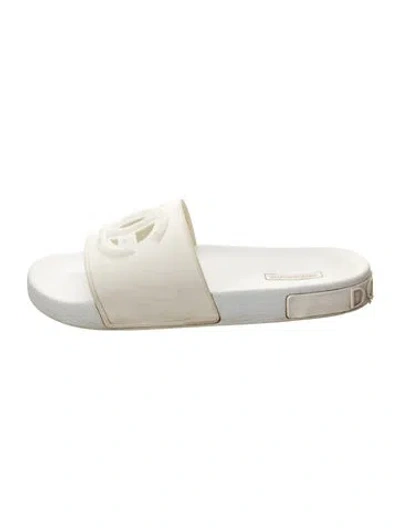 Pre-owned Dolce & Gabbana Rubber Slides In White